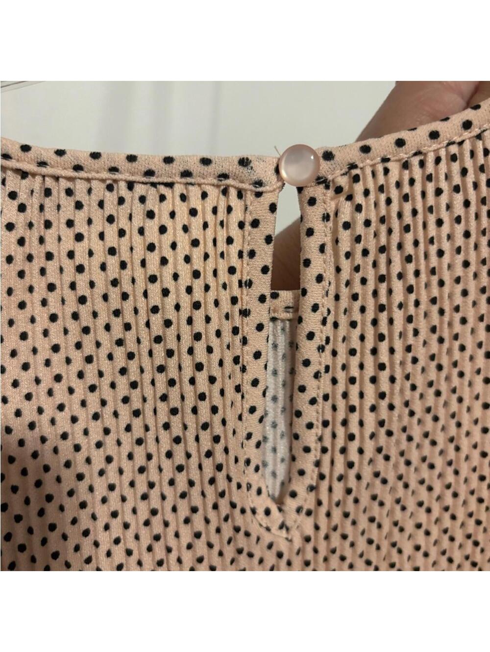 Adrianna Papell Beige Polka Dot Ruffle Sleeve Blouse - Picture 5 of 6